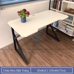 Bàn làm việc, bàn gaming chữ Z K U, bàn chân sắt mặt gỗ MDF kích thước 1m 1.2m