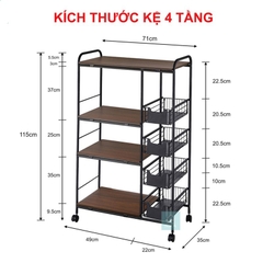 Kệ để lò vi sóng đa năng, kệ lò nướng, kệ gia vị 3-4 tầng cao cấp phủ sơn đen tích điện