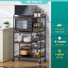 Kệ để lò vi sóng đa năng, kệ lò nướng, kệ gia vị 3-4 tầng cao cấp phủ sơn đen tích điện