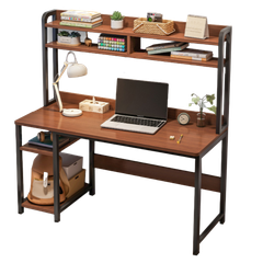 Bàn học, Bàn làm việc kèm 2 tầng thiết kế phong cách hiện đại, mặt gỗ MDF dễ lau chùi, khung sắt sơn tĩnh điện chắc chắn