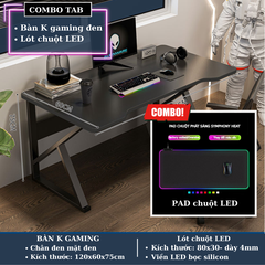 Combo bàn chân k gaming + lót chuột Led (80x30cm) - CBTAB7