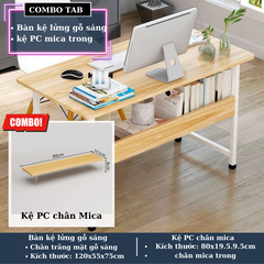 Combo bàn học tích hợp kệ lững (gỗ sáng) + kệ màn hình (dài 80cm) - CBTAB13