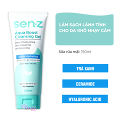 Combo Làm Sạch Dưỡng Ẩm Sâu Cho Da Khô - Nước Tẩy Trang 250ml + Sữa Rửa Mặt Trà Xanh 150ml SenZ Aqua Boost