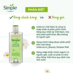 Nước Hoa Hồng Không Cồn Làm Dịu Da Simple Kind To Skin Soothing Facial Toner 200ml