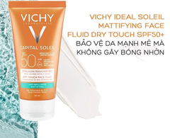 Kem Chống Nắng Cho Da Dầu, Không Nhờn Rít Vichy Ideal Soleil Mattifying Face Fluid Dry Touch SPF50+ 50ml