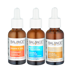 Combo 3 Serum Chăm Sóc Da Toàn Diện Balance BOOSTER Vitamin C 12% + Hyaluronic và Ceramide + Collagen Và Peptides 30mlx3