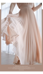 Đầm midi voan xếp li cộc tay hồng phấn đầm dự tiệc phiên  Xiny D165230