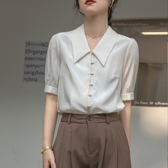 Áo sơ mi lụa cao cấp tay lở đính cúc phong cách Trung Hoa D312240