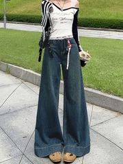 Quần jeans ống rộng cá tính dạo phố quần jeans ống rộng cạp cao Quảng Châu QJ080250