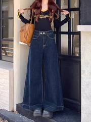 Quần Jean ống loe cạp cao đính 2 cúc phối túi trước phong cách Hàn Quốc QJ111240