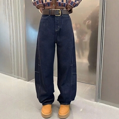 Quần jean cạp cao ống rộng dáng suông dài QJ140240