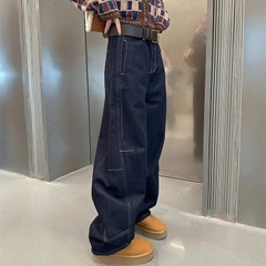 Quần jean cạp cao ống rộng dáng suông dài QJ140240