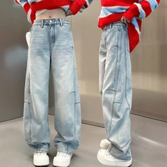 Quần jean cạp cao ống rộng dáng suông dài QJ140240