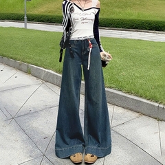 Quần jeans ống rộng cá tính dạo phố quần jeans ống rộng cạp cao Quảng Châu QJ080250