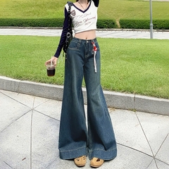 Quần jeans ống rộng cá tính dạo phố quần jeans ống rộng cạp cao Quảng Châu QJ080250