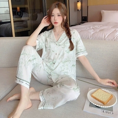 Bộ đồ ngủ lụa mỏng, chất liệu cao cấp jacquard, màu tinh khiết, sang trọng DN135250
