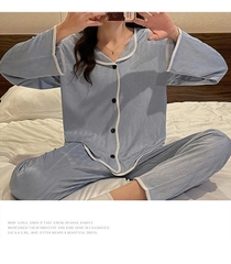 🌸 Bộ đồ ngủ nữ dài tay xuân thu  – vải jacquard sang nhẹ, mặc nhà thoáng mát, thời trang và hợp mốt  DN172250