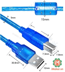 Cáp USB Type A Đực nối Type B màu xanh dương dài 1.5m