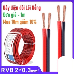 Dây điện đôi đỏ đen 2 dây RVB 2x0.3mm - 1 mét