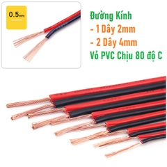 Dây điện đôi đỏ đen 2 dây RVB 2x0.5mm - 1 mét