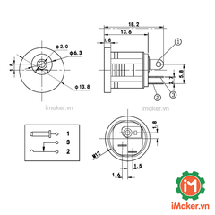 DC022K Đầu nối nguồn DC Cái - nối Dây Kim 2.5mm