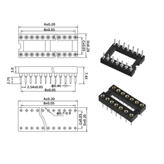 Đế IC 24 chân tròn hai hàng 2.54mm 5A