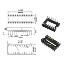 Đế IC 28 chân tròn hai hàng 2.54mm 5A