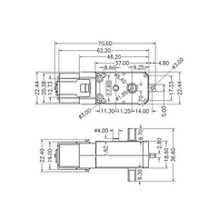 Động cơ giảm tốc TT 3-6VDC Trục Kim Loại 200 rpm, Trục 5.4mm