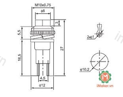 Nút nhấn DS-316 nhấn nhả màu đỏ