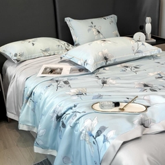 Bộ 4 món chăn ga Lụa Thái mềm mát -chăn chần 2 vỏ gối 1 ga bo theo yêu cầu kích thước nệm