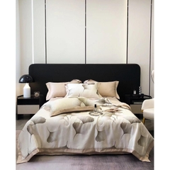 Bộ 4 món chăn ga Lụa Thái mềm mát -chăn chần 2 vỏ gối 1 ga bo theo yêu cầu kích thước nệm