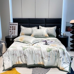 Bộ 4 món chăn ga Lụa Thái mềm mát -chăn chần 2 vỏ gối 1 ga bo theo yêu cầu kích thước nệm