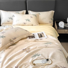 Bộ 4 món chăn ga Lụa Thái mềm mát -chăn chần 2 vỏ gối 1 ga bo theo yêu cầu kích thước nệm