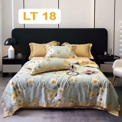 Bộ 4 món chăn ga Lụa Thái mềm mát -chăn chần 2 vỏ gối 1 ga bo theo yêu cầu kích thước nệm
