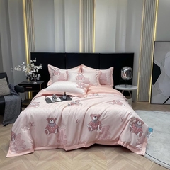 Bộ 4 món chăn ga Lụa Thái mềm mát -chăn chần 2 vỏ gối 1 ga bo theo yêu cầu kích thước nệm