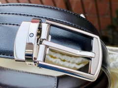 Dây Lưng Montblanc Rectangular Rounded Shiny & Matte Palladium Coated Pin Buckle Reversible Black/Brown Leather 30mm 126020