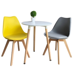 Bộ bàn cafe tròn 2 ghế eames nệm BBC-35