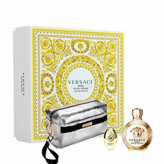 Giftset Versace Eros Pour Femme EDP 3PCS ( 100ml & 10ml & Travel Bag )