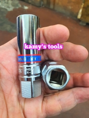 Đầu khẩu tuýp tháo mở bugi có nam châm 16mm 3/8 inch 6 cạnh dài 70mm Kingtony 366516