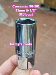 Tuýp mở bugi có ron cao su 1/2 inch 21mm Crossman 96-581 dài 65mm 6 cạnh