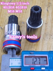 Đầu tuýp lú đầu sao 12 cạnh 1/2 inch Kingtony dài 66mm M16 M18 model 402B16 402B18