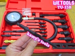 Thiết bị đồng hồ đo kiểm tra áp suất nén xilanh động cơ dầu diesel xe tải TU-15B Wetools 16 chi tiết WT-33515B
