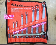Bộ cờ lê 2 đầu vòng Asaki AK-7514 8 chi tiết 6-24mm