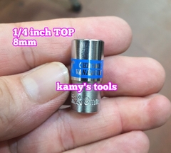 Đầu tuýp đầu khẩu ngắn 1/4 inch lục giác TOP chính hãng 5mm 6mm 7mm 8mm 9mm 10mm 11mm 12mm 13mm 14mm (lẻ từng cục)