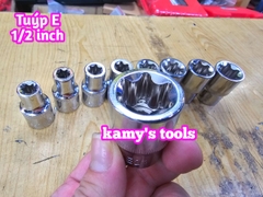 Bộ Tuýp E 9 Cục Thép lỗ 1/2 inch Chrome Vanadium E10-E24, Bộ Khẩu E, Đầu Khẩu E