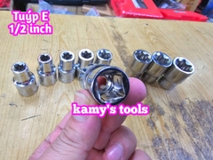 Bộ Tuýp E 9 Cục Thép lỗ 1/2 inch Chrome Vanadium E10-E24, Bộ Khẩu E, Đầu Khẩu E