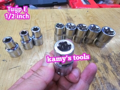 Bộ Tuýp E 9 Cục Thép lỗ 1/2 inch Chrome Vanadium E10-E24, Bộ Khẩu E, Đầu Khẩu E