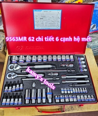 Bộ tuýp 1/4 3/8 1/2 inch Kingtony model 9563MR 62 chi tiết 6 cạnh hệ mét