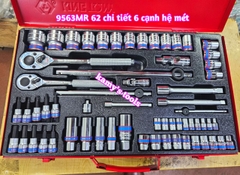 Bộ tuýp 1/4 3/8 1/2 inch Kingtony model 9563MR 62 chi tiết 6 cạnh hệ mét