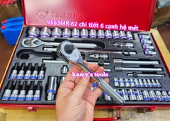 Bộ tuýp 1/4 3/8 1/2 inch Kingtony model 9563MR 62 chi tiết 6 cạnh hệ mét
